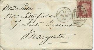 Gb 1874 1d Red Pl.  151 Cover With Baldock 45 Duplex To Margate