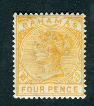 Bahamas 1884 Qv.  4d Deep Yellow.  Vlh.  Sg 53.