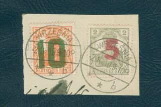 Poland 1919 Local Stamps Gniezno Fi.  71,  72 On Piece Cancelation Września