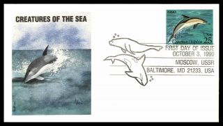 Mayfairstamps Us Fdc 1990 Creatures Of The Sea Common Dolphin Maryland First Day