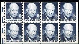 Sc 1393a - 6¢ - 1970 Dwight D.  Eisenhower Nh Booklet Pane Of 8