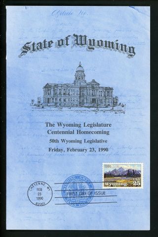 Us Fdc 2444 State Of Wyoming Legislature 1990 Cheyenne Wy Wyoming Statehood