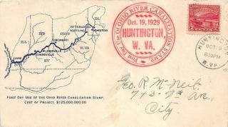 681 2c Ohio River Planty 19,  1st Delf Norona Cachet,  Blue Map [e552176]
