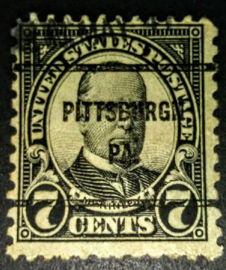 588 1926 7c Black Mckinley Us Postage Stamp " Pittsburgh Pa " Precancel