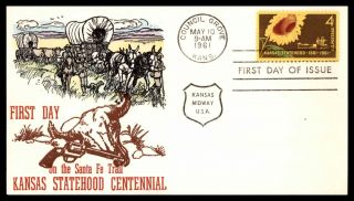 Mayfairstamps Us Fdc 1961 Overseas Mailers Kansas Statehood Sunflower First Day