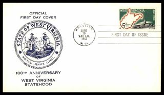 Mayfairstamps Us Fdc 1963 State Of West Virginia Blue Cachet First Day Cover Wwb