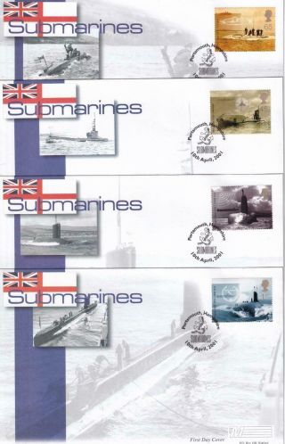 Gb 2001 Submarines Set Of 4 Mercury Official Fdc 