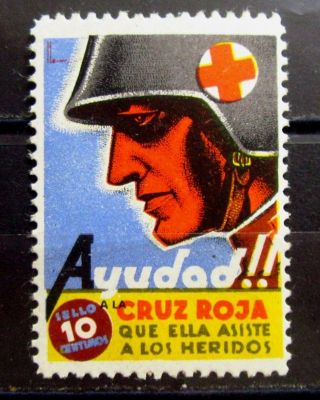 Spain Civil War Old Stamp Red Cross Soldier Wwii - Mh - Vf - R70e7039
