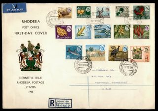 Dr Who 1966 Rhodesia Fdc Definitive Issue Cachet Combo Qeii Le50642