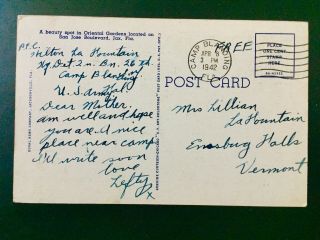 Postcard Wwii Ww2 Us Army Fla Florida Camp Blanding Cancel 1942