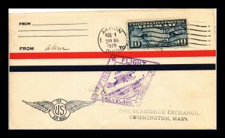 Us Cover Akron Ohio First Flight Air Mail Backstamp Cleveland Ohio