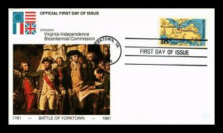 Dr Jim Stamps Us Battle Of Yorktown Fdc Souvenir Card American Bicentennial