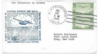 United States Postal History First Flight Cover San Fracisco - Noumea Canc Yr 