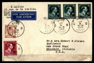 Mayfairstamps Belgium 1946 Vise Air Mail To Hinsdale Il Usa Strip Of 3 Cover Wwb