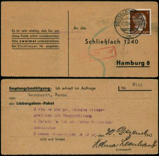 J478 Germany Postcard Dusseldorf Hamburg 1942