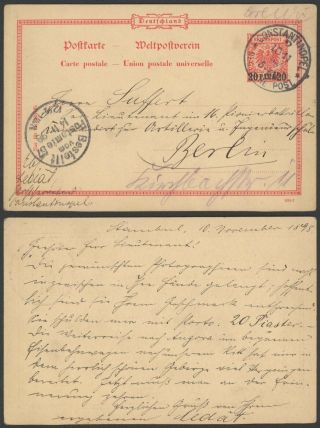 Germany Levant 1907 - Postal Stationery Constantinople To Berlin 35217/10