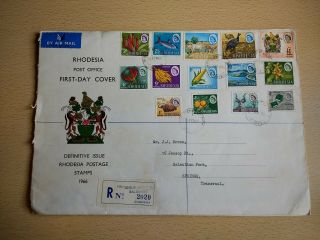 Rhodesia 1966 Fdc Local Motives Full Set 14 Stamps 1d - £1 Cds Salisbury 9/2/66