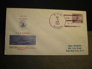 Uss Ranger Cv - 4 Naval Cover 1934 Independence Day Cachet