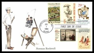 Mayfairstamps Us Fdc 1994 Norman Rockwell Art Combo First Day Cover Wwb35537