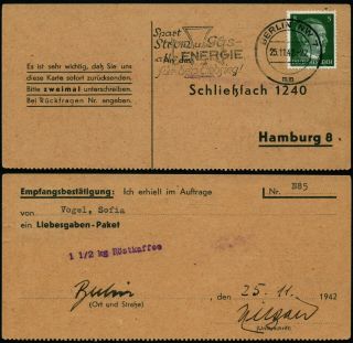 J473 Germany Postcard Berlin Hamburg 1942