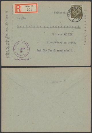 Germany Wwii 1942 - Registered Field Post Cover Vienna 36068/8