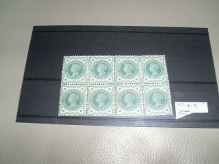 G/b.  Q/victoria,  Sg215 1/2d Green Block Of 8 Never Hinged.  See Scan.