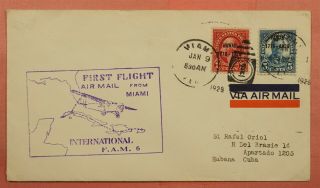 647 - 8 On 1929 First Flight Fam F6 - 1a Miami Fl To Havana Spanish Colonies