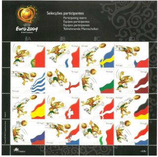 Portugal 2004 - European Football Cup,  Participating Teams Mini Sheet Mnh