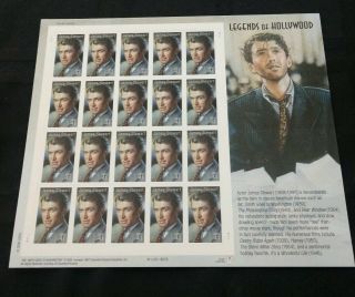 James Stewart Legends Of Hollywood Stamp Sheet Of 20 41c Stamps Jimmy Stewart