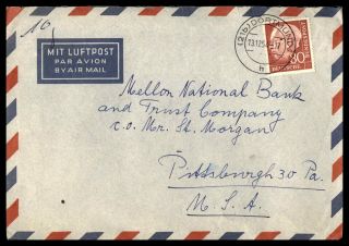 Mayfairstamps 1954 Germany Dortmund Airmail To Us Cover Wwb41627