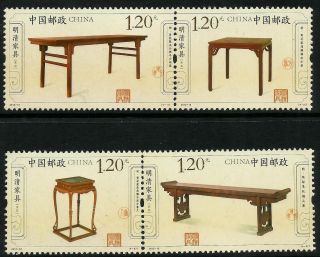 China 2012 - 12 Ming & Qing Dynasty Furniture - Tables Set Of 4 Mnh