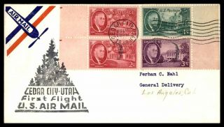 Mayfairstamps Cedar City Utah To Los Angeles California 1946 First Flight Cover