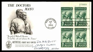 Mayfairstamps Us Fdc 1964 Doctors Mayo Plate Block First Day Cover Wwb34319