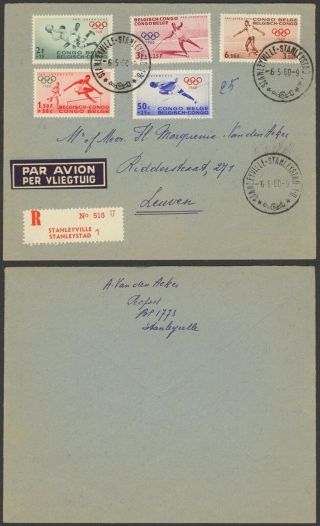 Belgian Congo 1960 - Registered Air Mail Cover To Belgium - Olympics D58