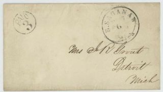 Mr Fancy Cancel Stampless Cover E Saginaw Mich Cds Paid Over 3 Circle Ascc$50