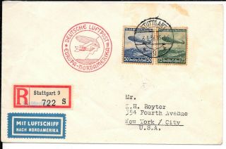 Germany 1936 Deutsch Luftpost Cover To Usa