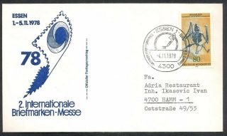 Germany,  West,  Brd,  1978,  Essen,  Dinosaurus,  Stamp Show,  Comm Cover & Postmark