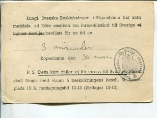 Denmark 6ö on post card from Swedish Emmbassy Copenhagen 1949 2