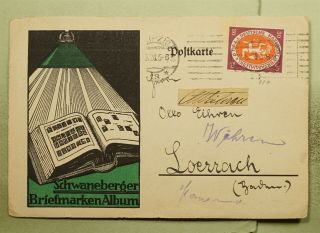 Dr Who 1920 Germany Leipzig Stamp Postcard To Lorrach E45030