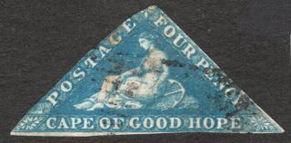 Cape Of Good Hope - 1863 4d.  Blue Triangle,  Sg 19,  Scott 13