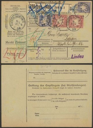 Germany Bavaria 1909 - Parcel Post Waybill Furth 36185/7