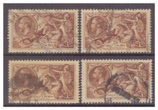 Gb Gv 1934 Re - Engraved 2/6d Chocolate - Brown Seahorse X 4 Sound Copies