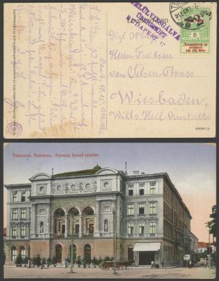 Hungary Wwi 1915 - Postcard To Wiesbaden Germany - Censor 37160/5