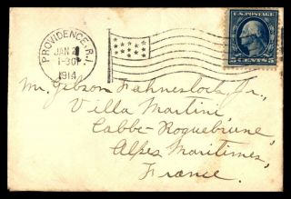 Rhode Island Providence January 21 1914 Cover To Alpes Maritimes France