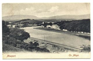 1905 NEWPORT WESTPORT Ireland skeleton postmark on postcard of Newport,  Co.  Mayo 2