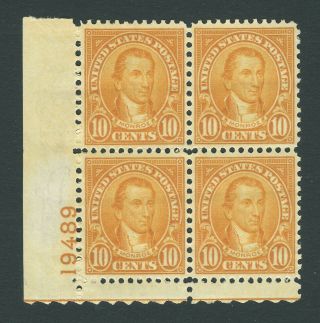Us Scott 642 10c Orange Monroe Plate Block Of 4 Stamps Perf 11x10.  5 Mnh Og