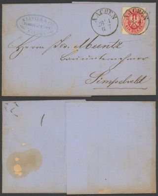 Germany Prussia 1865 - Cover Aachen To Simpelveld 35140/21