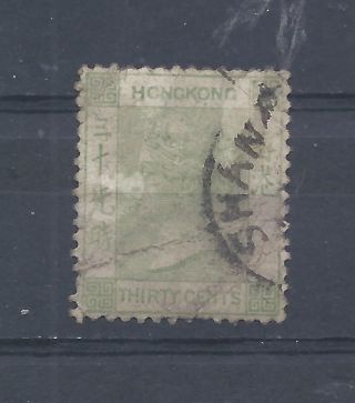 Hong Kong Stamps.  30c Green Queen Victoria Crown Ca Shanghai (y593)