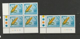 Rhodesia 1967/8 Dual Currency 10c/1/ -,  2 Different Number Cylinder Blocks Um/mnh