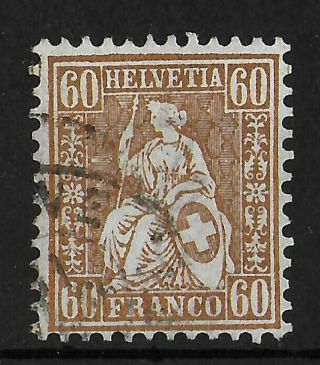 Switzerland 1862 - 1881 60 C Reddish Bronze Michel 27 Cv €160